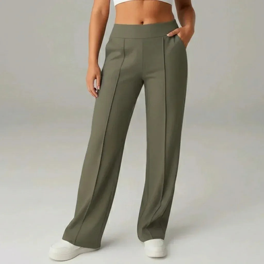 SoftFlex Comfort | High Waist Stretch Wide Leg Pants - ELEGANTIEE
