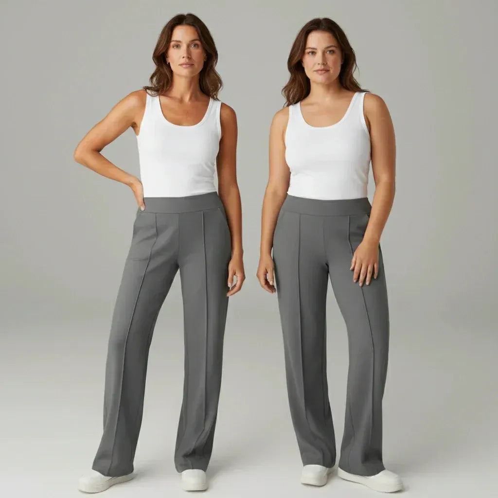 SoftFlex Comfort | High Waist Stretch Wide Leg Pants - ELEGANTIEE