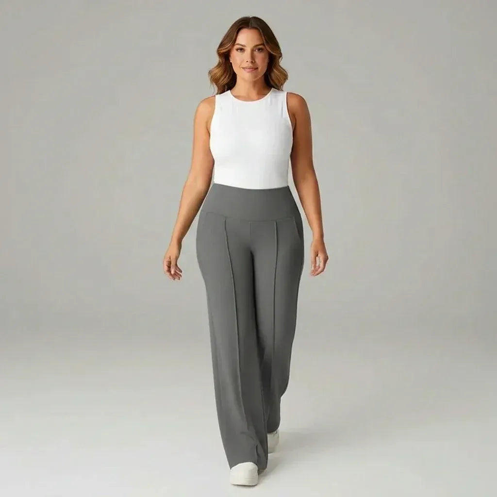 SoftFlex Comfort | High Waist Stretch Wide Leg Pants - ELEGANTIEE