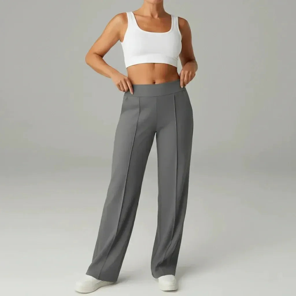 SoftFlex Comfort | High Waist Stretch Wide Leg Pants - ELEGANTIEE