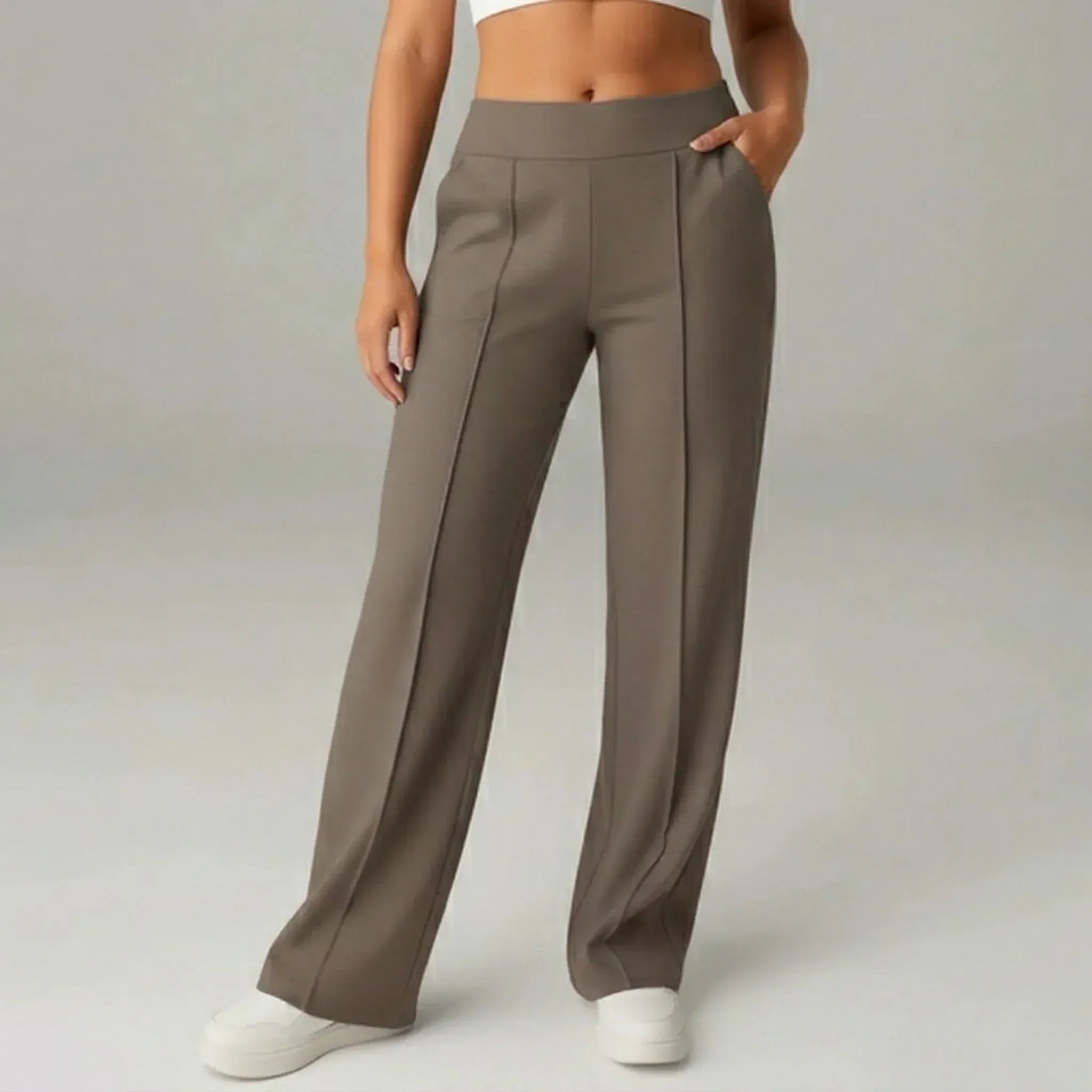 SoftFlex Comfort | High Waist Stretch Wide Leg Pants - ELEGANTIEE
