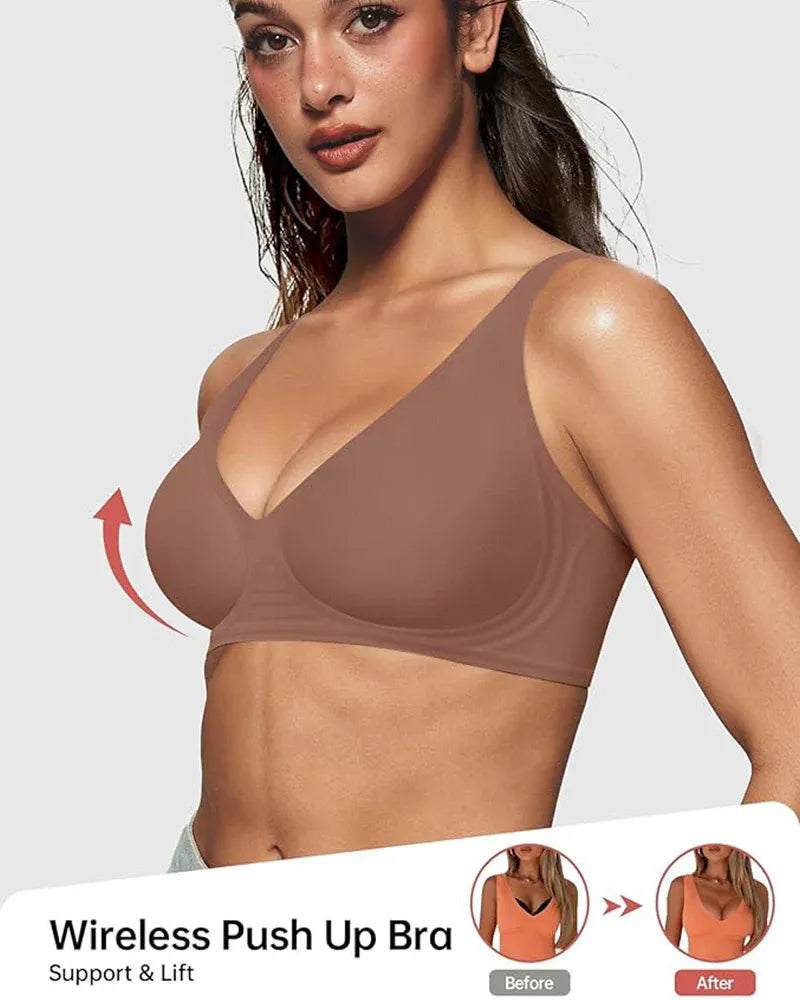 Seamless Jelly Push-Up Bra | Deep V Wireless | Elegantiee