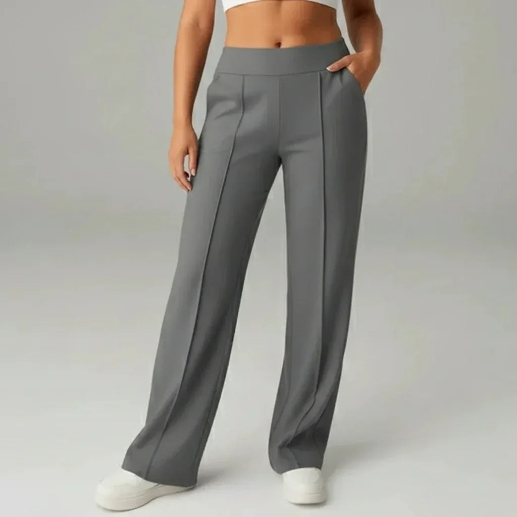 SoftFlex Comfort | High Waist Stretch Wide Leg Pants - ELEGANTIEE